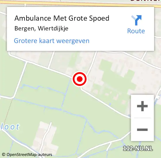 Locatie op kaart van de 112 melding: Ambulance Met Grote Spoed Naar Bergen, Wiertdijkje op 2 november 2022 18:28