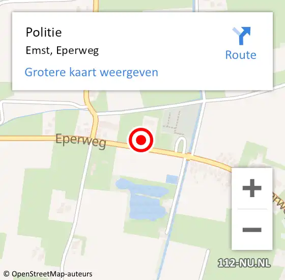 Locatie op kaart van de 112 melding: Politie Emst, Eperweg op 2 november 2022 18:29