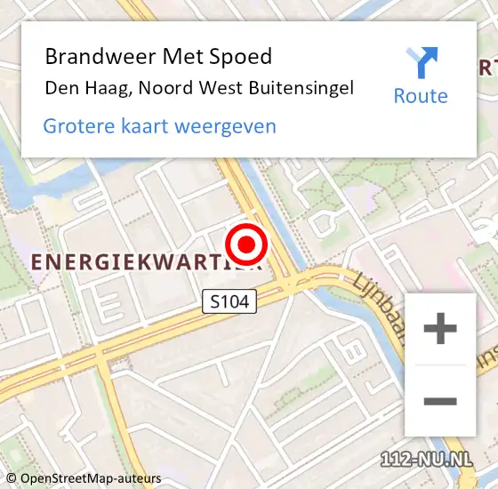 Locatie op kaart van de 112 melding: Brandweer Met Spoed Naar Den Haag, Noord West Buitensingel op 2 november 2022 18:41