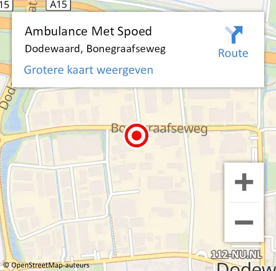Locatie op kaart van de 112 melding: Ambulance Met Spoed Naar Dodewaard, Bonegraafseweg op 2 november 2022 18:41