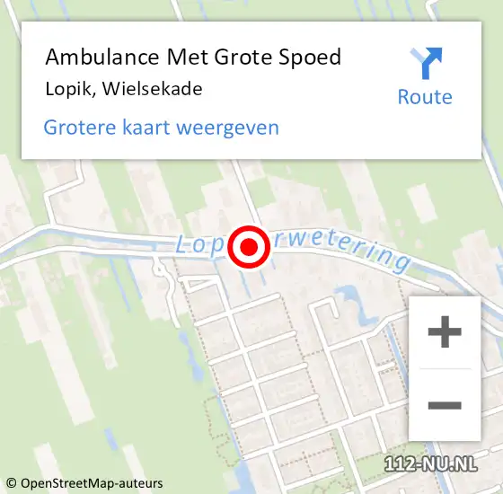 Locatie op kaart van de 112 melding: Ambulance Met Grote Spoed Naar Lopik, Wielsekade op 2 november 2022 19:00