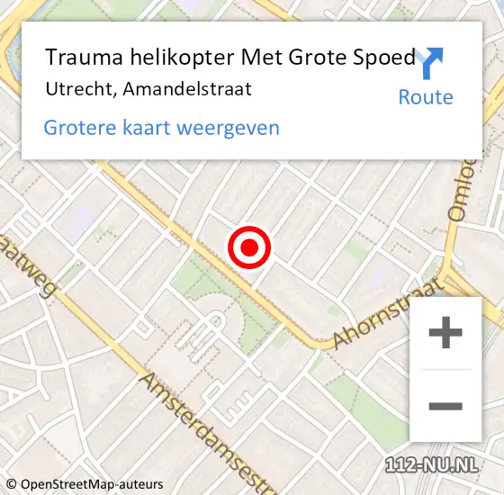 Locatie op kaart van de 112 melding: Trauma helikopter Met Grote Spoed Naar Utrecht, Amandelstraat op 2 november 2022 19:04