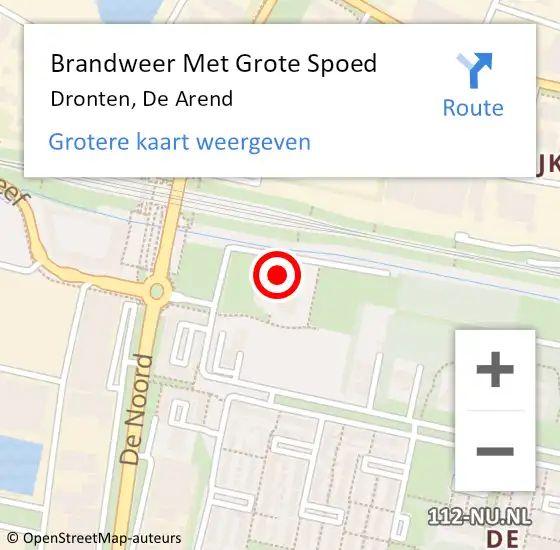 Locatie op kaart van de 112 melding: Brandweer Met Grote Spoed Naar Dronten, De Arend op 2 november 2022 19:17