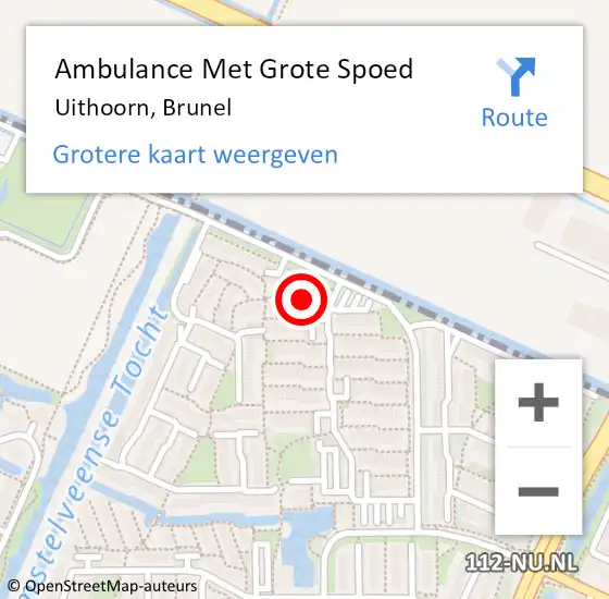 Locatie op kaart van de 112 melding: Ambulance Met Grote Spoed Naar Uithoorn, Brunel op 2 november 2022 19:57