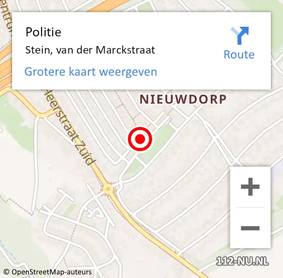 Locatie op kaart van de 112 melding: Politie Stein, van der Marckstraat op 2 november 2022 20:25