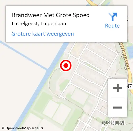 Locatie op kaart van de 112 melding: Brandweer Met Grote Spoed Naar Luttelgeest, Tulpenlaan op 2 november 2022 20:28