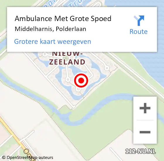 Locatie op kaart van de 112 melding: Ambulance Met Grote Spoed Naar Middelharnis, Polderlaan op 2 november 2022 20:28