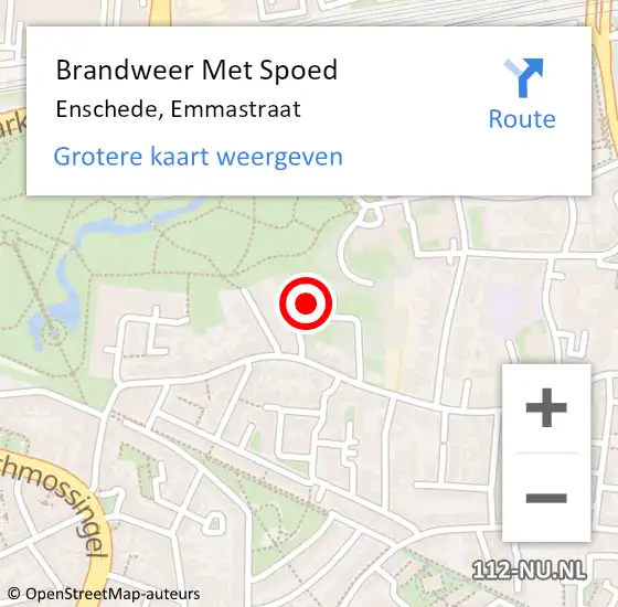Locatie op kaart van de 112 melding: Brandweer Met Spoed Naar Enschede, Emmastraat op 2 november 2022 21:08