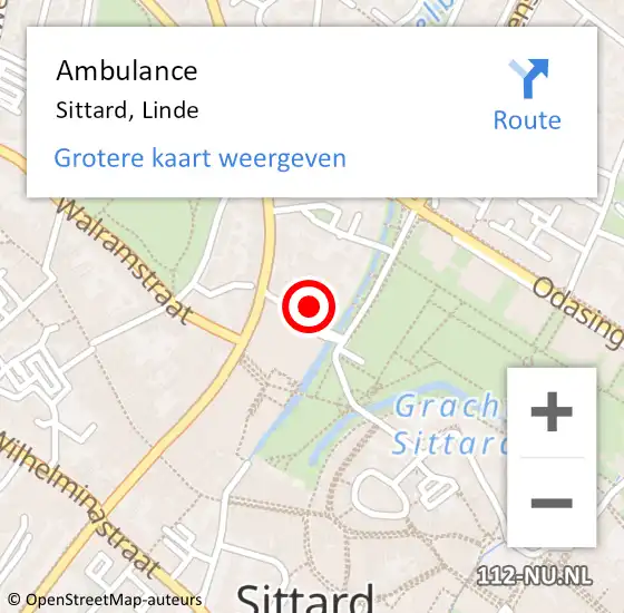 Locatie op kaart van de 112 melding: Ambulance Sittard, Linde op 3 augustus 2014 17:50