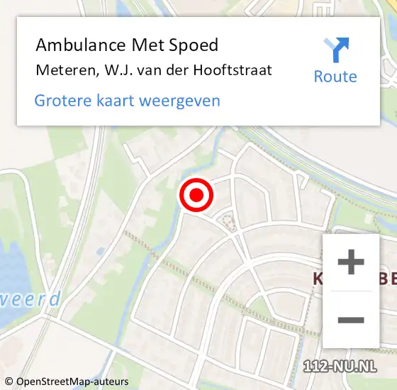 Locatie op kaart van de 112 melding: Ambulance Met Spoed Naar Meteren, W.J. van der Hooftstraat op 2 november 2022 22:41