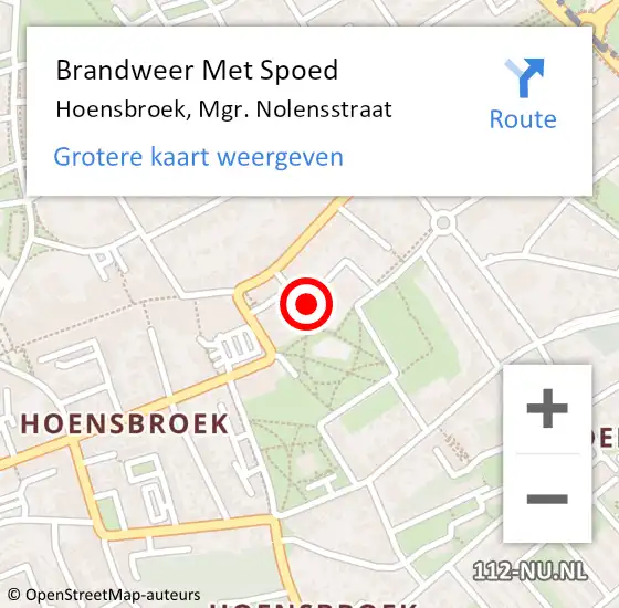 Locatie op kaart van de 112 melding: Brandweer Met Spoed Naar Hoensbroek, Mgr. Nolensstraat op 2 november 2022 23:01