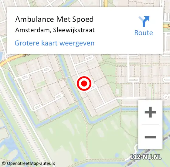 Locatie op kaart van de 112 melding: Ambulance Met Spoed Naar Amsterdam-Zuidoost, Sleewijkstraat op 2 november 2022 23:21