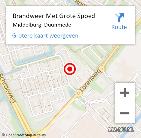 Locatie op kaart van de 112 melding: Brandweer Met Grote Spoed Naar Middelburg, Duunmede op 2 november 2022 23:22