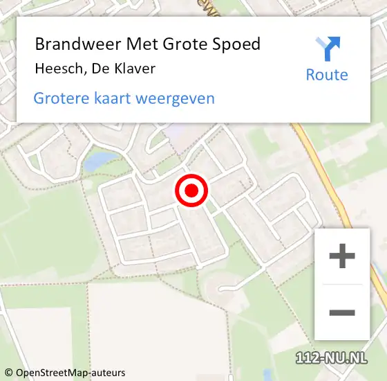 Locatie op kaart van de 112 melding: Brandweer Met Grote Spoed Naar Heesch, De Klaver op 2 november 2022 23:33