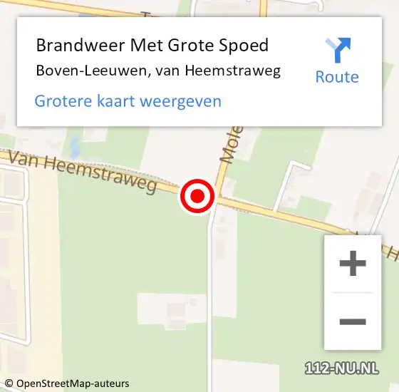 Locatie op kaart van de 112 melding: Brandweer Met Grote Spoed Naar Boven-Leeuwen, van Heemstraweg op 3 november 2022 01:33