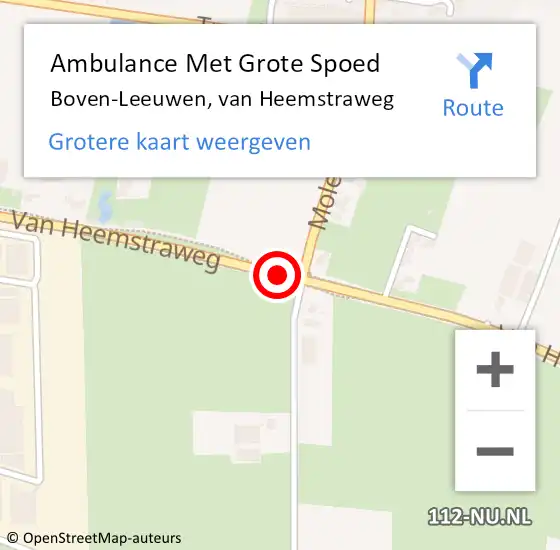Locatie op kaart van de 112 melding: Ambulance Met Grote Spoed Naar Boven-Leeuwen, van Heemstraweg op 3 november 2022 01:37