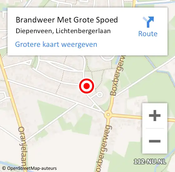 Locatie op kaart van de 112 melding: Brandweer Met Grote Spoed Naar Diepenveen, Lichtenbergerlaan op 3 november 2022 01:48