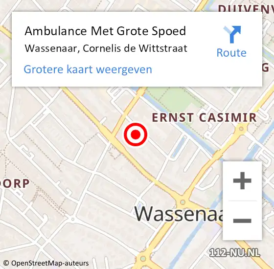 Locatie op kaart van de 112 melding: Ambulance Met Grote Spoed Naar Wassenaar, Cornelis de Wittstraat op 3 november 2022 02:27