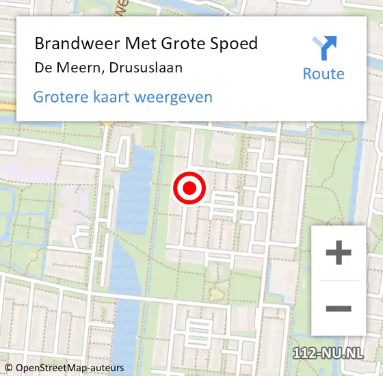 Locatie op kaart van de 112 melding: Brandweer Met Grote Spoed Naar De Meern, Drususlaan op 3 november 2022 02:37