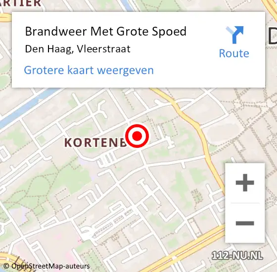 Locatie op kaart van de 112 melding: Brandweer Met Grote Spoed Naar Den Haag, Vleerstraat op 3 november 2022 02:39