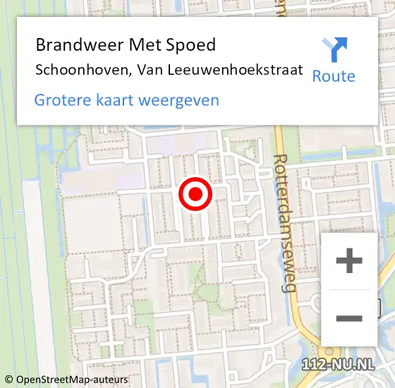 Locatie op kaart van de 112 melding: Brandweer Met Spoed Naar Schoonhoven, Van Leeuwenhoekstraat op 3 november 2022 02:53