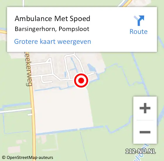 Locatie op kaart van de 112 melding: Ambulance Met Spoed Naar Barsingerhorn, Pompsloot op 3 november 2022 03:55