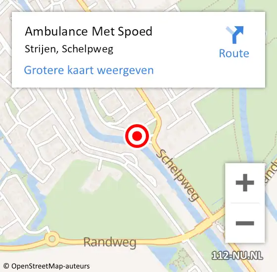 Locatie op kaart van de 112 melding: Ambulance Met Spoed Naar Strijen, Schelpweg op 3 november 2022 04:29