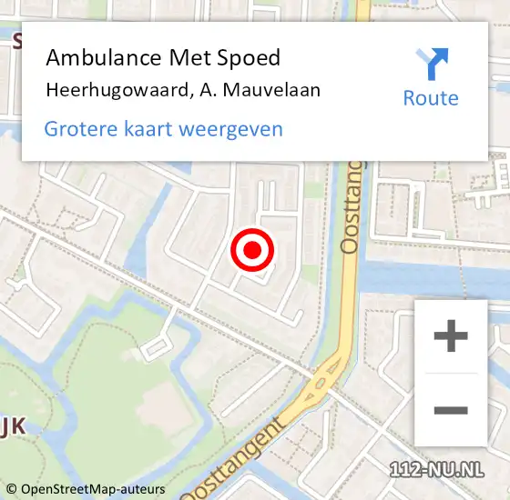 Locatie op kaart van de 112 melding: Ambulance Met Spoed Naar Heerhugowaard, A. Mauvelaan op 3 november 2022 04:44