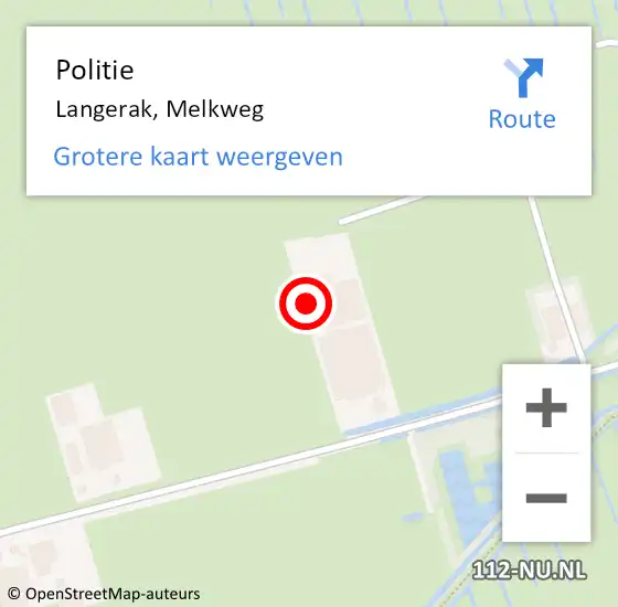 Locatie op kaart van de 112 melding: Politie Langerak, Melkweg op 3 november 2022 06:44