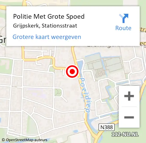 Locatie op kaart van de 112 melding: Politie Met Grote Spoed Naar Grijpskerk, Stationsstraat op 3 november 2022 06:44