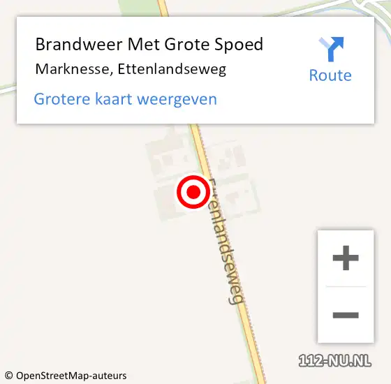 Locatie op kaart van de 112 melding: Brandweer Met Grote Spoed Naar Marknesse, Ettenlandseweg op 3 november 2022 06:58