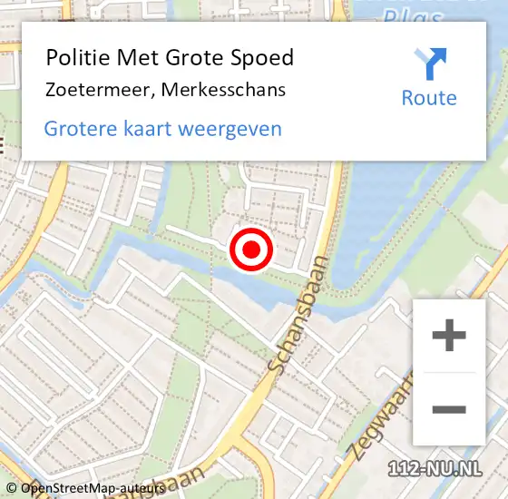 Locatie op kaart van de 112 melding: Politie Met Grote Spoed Naar Zoetermeer, Merkesschans op 3 november 2022 08:51