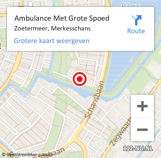 Locatie op kaart van de 112 melding: Ambulance Met Grote Spoed Naar Zoetermeer, Merkesschans op 3 november 2022 08:51