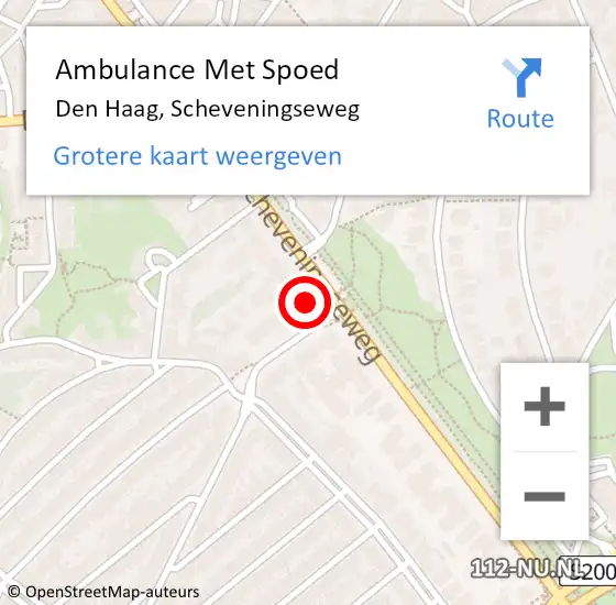 Locatie op kaart van de 112 melding: Ambulance Met Spoed Naar Den Haag, Scheveningseweg op 3 november 2022 08:53