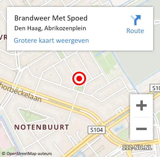 Locatie op kaart van de 112 melding: Brandweer Met Spoed Naar Den Haag, Abrikozenplein op 3 november 2022 09:09