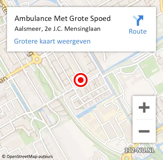 Locatie op kaart van de 112 melding: Ambulance Met Grote Spoed Naar Aalsmeer, 2e J.C. Mensinglaan op 3 november 2022 09:12