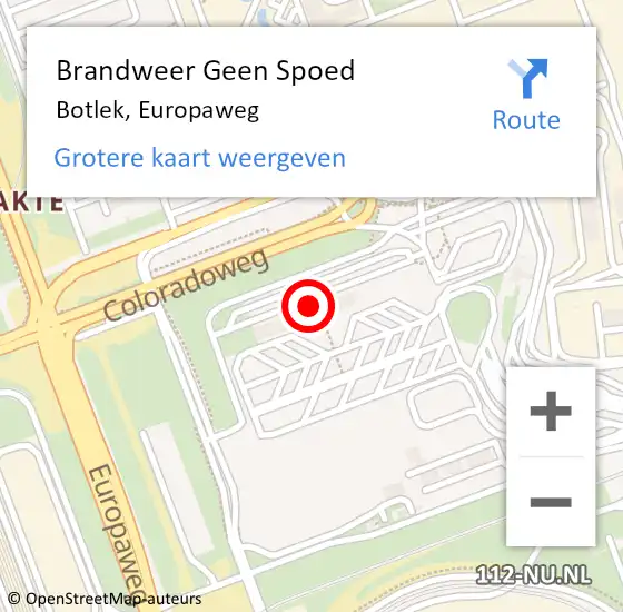 Locatie op kaart van de 112 melding: Brandweer Geen Spoed Naar Botlek, Europaweg op 3 november 2022 09:20