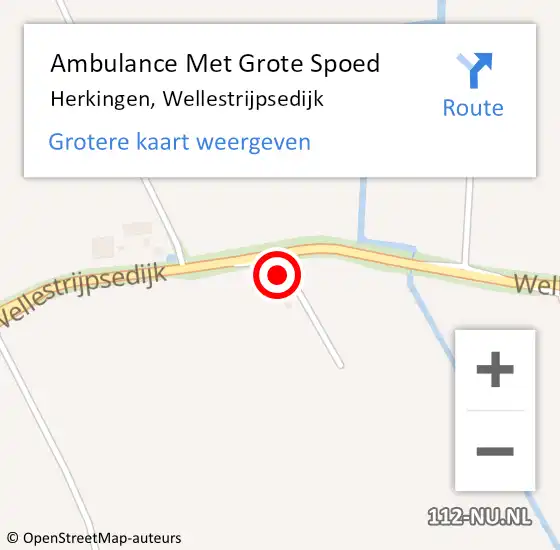 Locatie op kaart van de 112 melding: Ambulance Met Grote Spoed Naar Herkingen, Wellestrijpsedijk op 3 november 2022 09:21