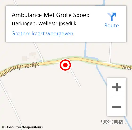 Locatie op kaart van de 112 melding: Ambulance Met Grote Spoed Naar Herkingen, Wellestrijpsedijk op 3 november 2022 09:22