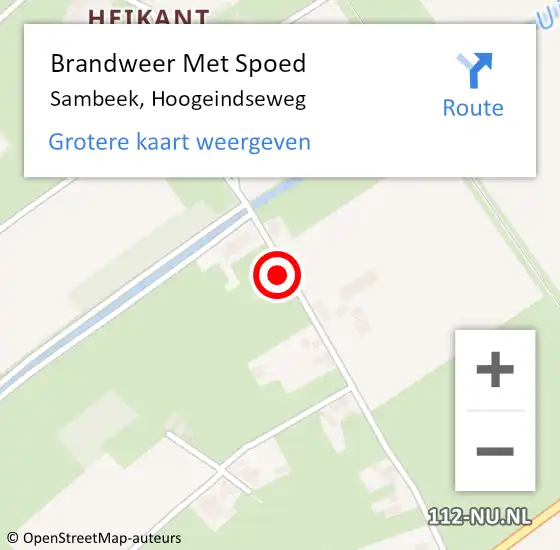 Locatie op kaart van de 112 melding: Brandweer Met Spoed Naar Sambeek, Hoogeindseweg op 3 november 2022 09:22