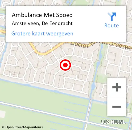 Locatie op kaart van de 112 melding: Ambulance Met Spoed Naar Amstelveen, De Eendracht op 3 november 2022 09:46