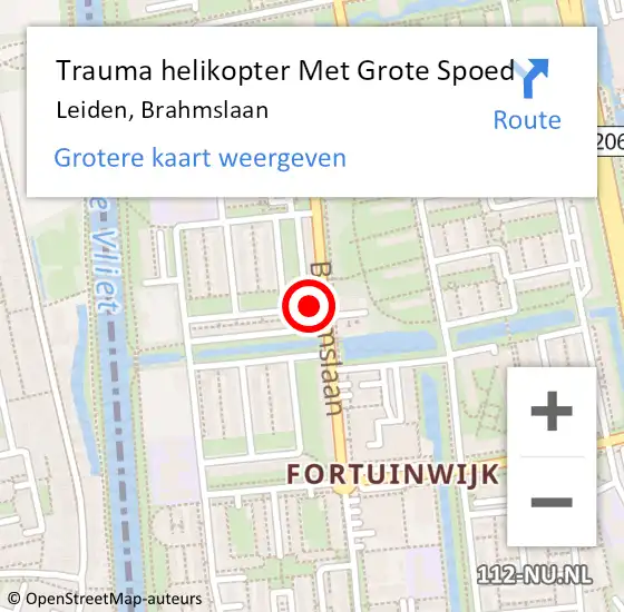 Locatie op kaart van de 112 melding: Trauma helikopter Met Grote Spoed Naar Leiden, Brahmslaan op 3 november 2022 09:57