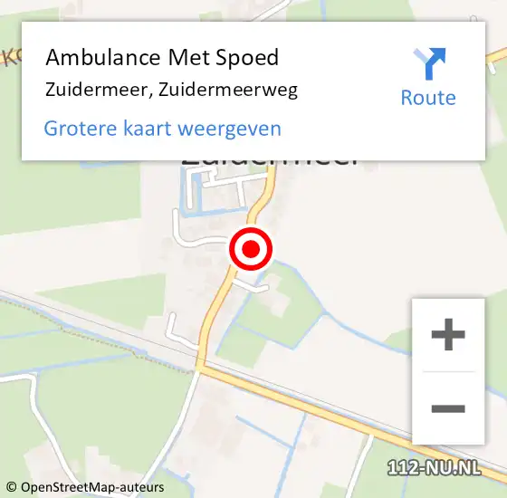 Locatie op kaart van de 112 melding: Ambulance Met Spoed Naar Zuidermeer, Zuidermeerweg op 3 november 2022 10:09