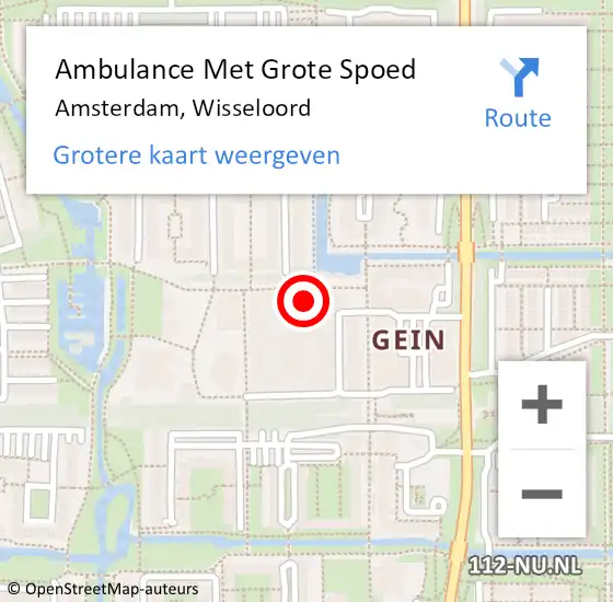 Locatie op kaart van de 112 melding: Ambulance Met Grote Spoed Naar Amsterdam-Zuidoost, Wisseloord op 3 november 2022 10:25
