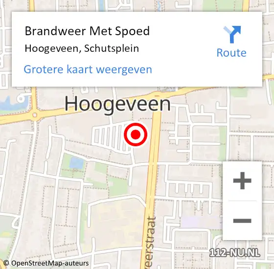 Locatie op kaart van de 112 melding: Brandweer Met Spoed Naar Hoogeveen, Schutsplein op 3 november 2022 10:26