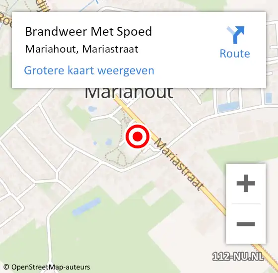 Locatie op kaart van de 112 melding: Brandweer Met Spoed Naar Mariahout, Mariastraat op 3 november 2022 11:14