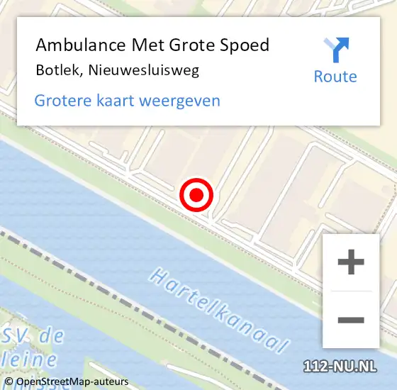 Locatie op kaart van de 112 melding: Ambulance Met Grote Spoed Naar Botlek, Nieuwesluisweg op 3 november 2022 11:18