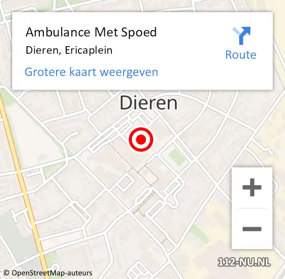 Locatie op kaart van de 112 melding: Ambulance Met Spoed Naar Dieren, Ericaplein op 3 november 2022 11:24