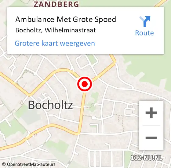 Locatie op kaart van de 112 melding: Ambulance Met Grote Spoed Naar Bocholtz, Wilhelminastraat op 3 augustus 2014 18:56