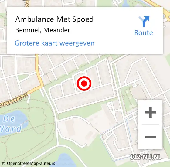 Locatie op kaart van de 112 melding: Ambulance Met Spoed Naar Bemmel, Meander op 3 november 2022 11:42